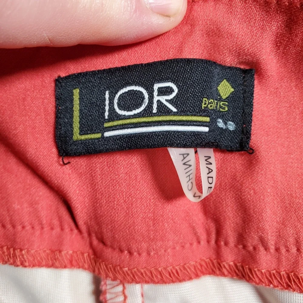 Lior Paris Pants Womens 14 Coral Jannie Pull On Straight Leg Minimal Career Luxe